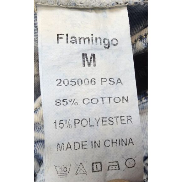 Flamingo Jeans M 28x32 Acid Wash Distressed Destroyed Flared Button Fly Grunge - Picture 12 of 14